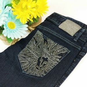 Anne Klein Embelished Straight Leg Jeans